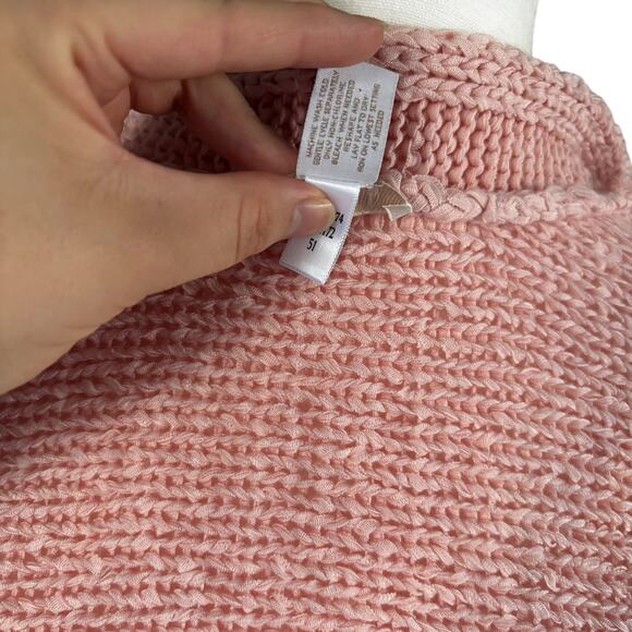 Chico's Cardigan Womens Size 2 Large Open Knit Short Dolman Sleeve Pink Sweater - Picture 11 of 11